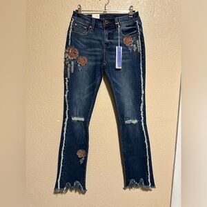 Grace in LA Floral Embroidered‎ Skinny Jeans Size 24